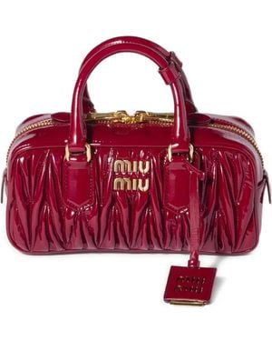 Miu Miu Arcadie Schultertasche Aus Matelasse-Leder - Rot