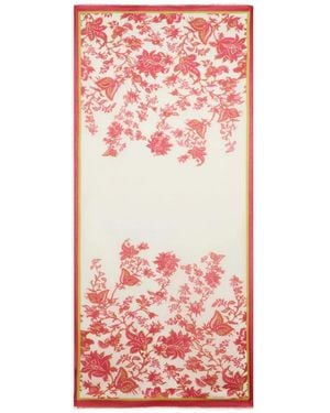 Etro Linen-Blend Scarf With Floral Motif - Pink