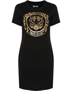 Just Cavalli Tiger Head-Print T-Shirt Dress - Black