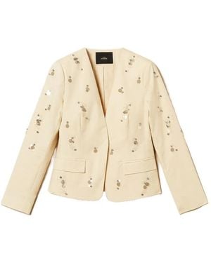 Twinset Sequin-Embellished Blazer - Natural