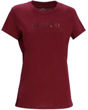 ARMANI EXCHANGE Logo-Embellished Cotton T-Shirt - Red