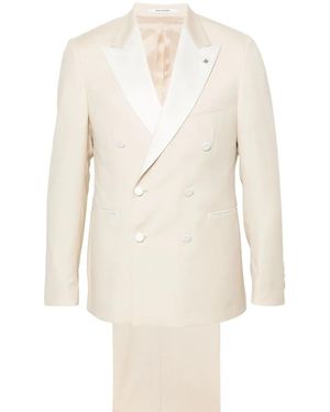 Tagliatore Patterned-Jacquard Double-Breasted Blazer - White