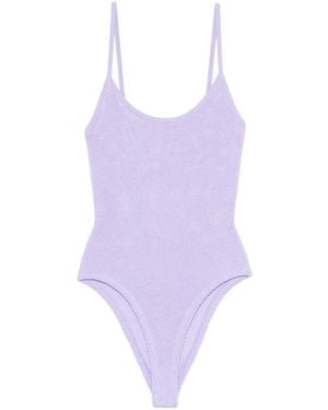 Hunza G Crinkle-Effect Swimsuit - Purple