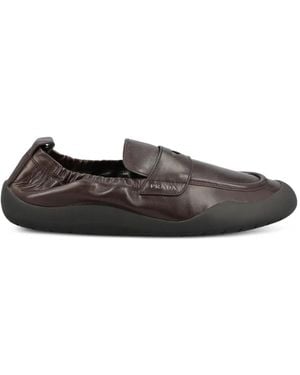 Prada Leather Penny-Slot Trainers - White