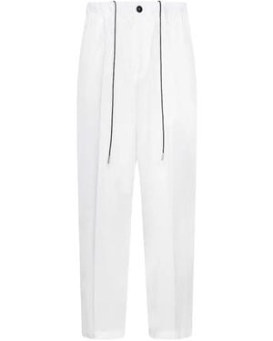 Low Brand Drawstring-Waist Pressed-Crease Trousers - White