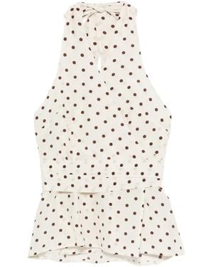 P.A.R.O.S.H. Sbillo Polka Dot Top - White