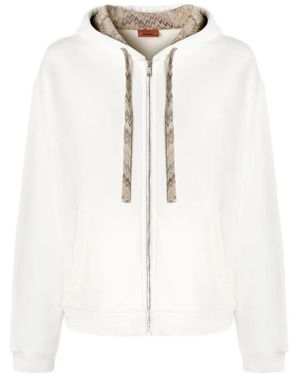 Missoni Zigzag-Knit Drawstring Hoodie - White