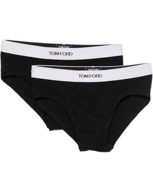 Tom Ford Logo-Waistband Briefs - Black
