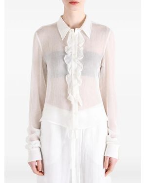 Ann Demeulemeester Chemise Volantée À Manches Longues - White