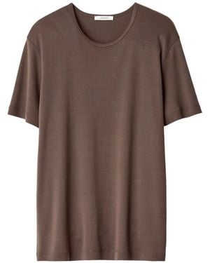 Lemaire Camiseta De Canalé Con Cuello Redondo - Marrón