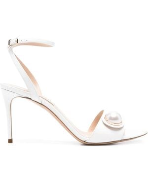 Casadei 90Mm Leather Sandals - White