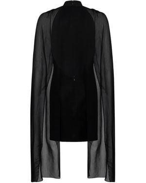 CAYET Farah Cape-Detail Open-Back Mini Dress - Black