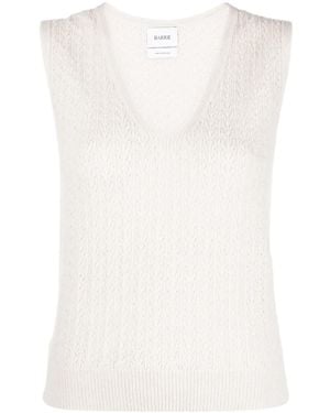 Barrie V-Neck Cashmere Top - White