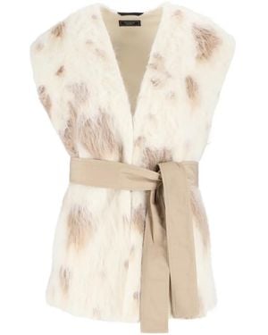 Peserico Belted Faux-Fur Waistcoat - Natural