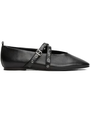 Tommy Hilfiger Mary Janes Buckle Strap Ballet Flat - Black
