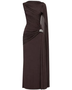 Chats by C.Dam Draped Asymmetric Maxi Dress - Brown