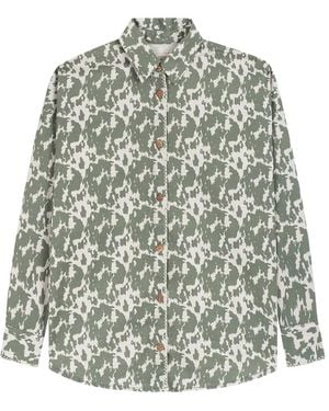 Favorite People Crush Cow-Pattern Cotton Shirt - Gray