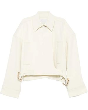 Sportmax Cropped Buckle-Detail Jacket - White