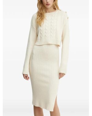 Morgan Knitted Midi Dress And Jumper Set - Natural