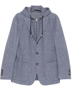 Eleventy Layered-Effect Hooded Jacket - Blue