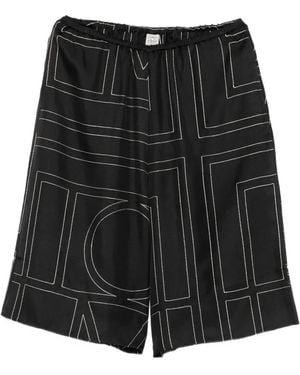 TOTEME Monogram-Print Shorts - Black