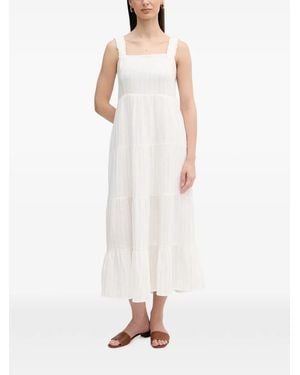 DKNY Tiered Striped Dress - White