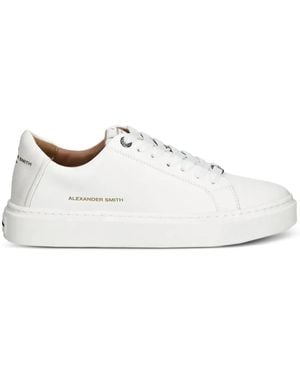 Alexander Smith Leather Lace-Up Sneakers - White