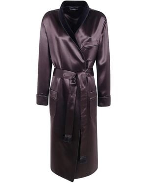 Tom Ford Silk Velvet-Trim Dress - Brown