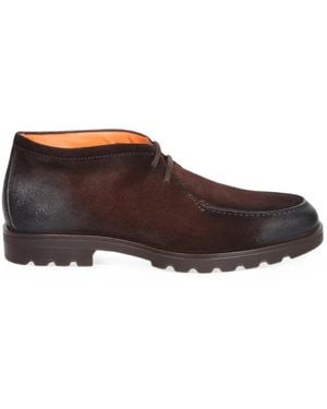 Santoni Suede Panelled Desert Boots - Brown