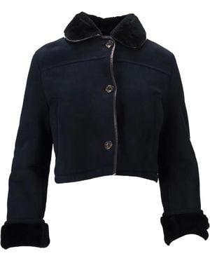 LA ROSE Long-Sleeve Leather Jacket - Blue
