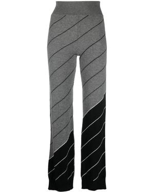 Stella McCartney Diagonal-Stripe Wool Flared Trousers - Grey