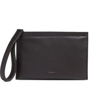 ZEGNA Leather Clutch Bag - Black