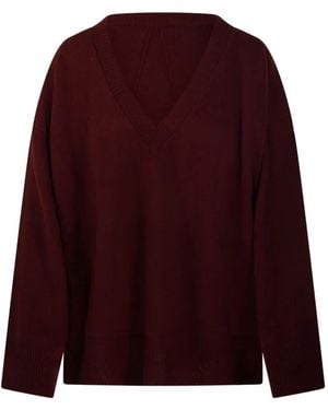 Roberto Collina V-Neck Ribbed-Trim Sweater - Red