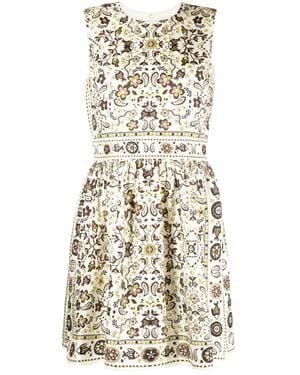 Tory Burch Pisces Dream-Print Silk Dress - White
