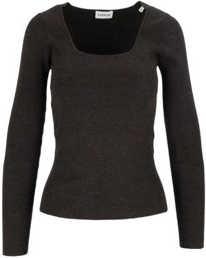 P.A.R.O.S.H. Ribbed-Knit Square-Neck Sweater - Black