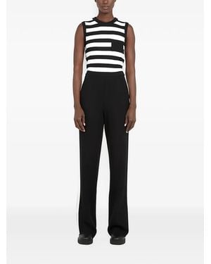 Ferragamo Pantalon Nervuré À Rayures Latérales - Black