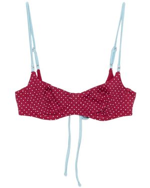 Frankie's Bikinis Polka-Dot-Pattern Bikini Top - Red