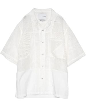 Yoshio Kubo Mesh-Panelled Patchwork Shirt - White