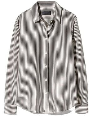 Nili Lotan Gaia Vertical-Stripe Shirt - Gray