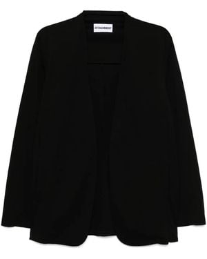 Attachment Cotton Double-Face Collarless Jacket - Black