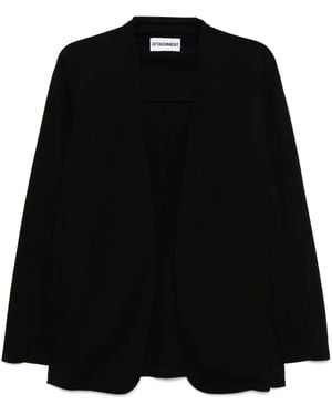Attachment Cotton Double-Face Collarless Jacket - Black