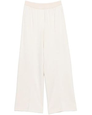 Peserico Elasticated-Waistband Wide-Leg Trousers - White