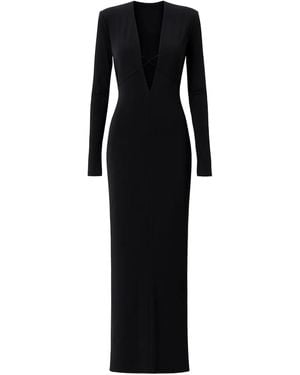 Amazuìn Lara Plunge Long-Sleeve Dress - Black