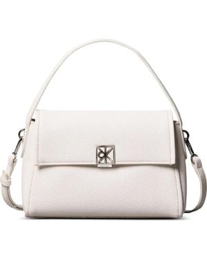 Calvin Klein Logo-Detail Grained-Texture Shoulder Bag - Natural
