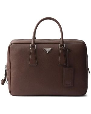 Prada Structured Briefcase - Brown