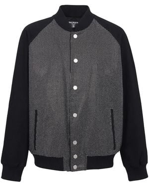 Balmain Rhinestone-Embellished Bomber Jacket - Black