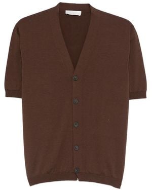 LUIGI GENTILE Button V-Neck Cardigan - Brown