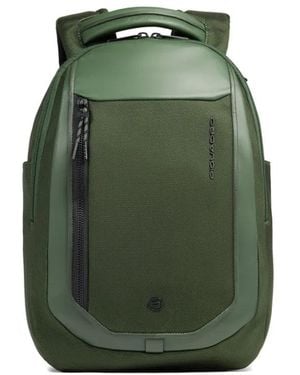 Piquadro 13.3' Leather-Panelled Laptop Backpack - Green