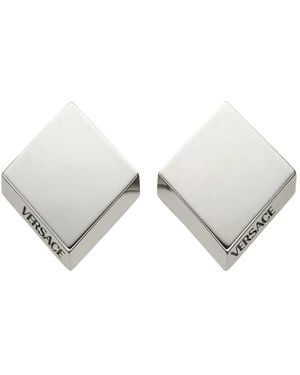 Versace Puces D'Oreilles À Logo Gravé - Blanc