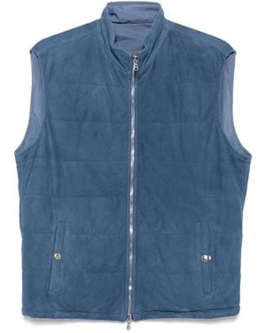 Barba Napoli Leather Gilet - Blue